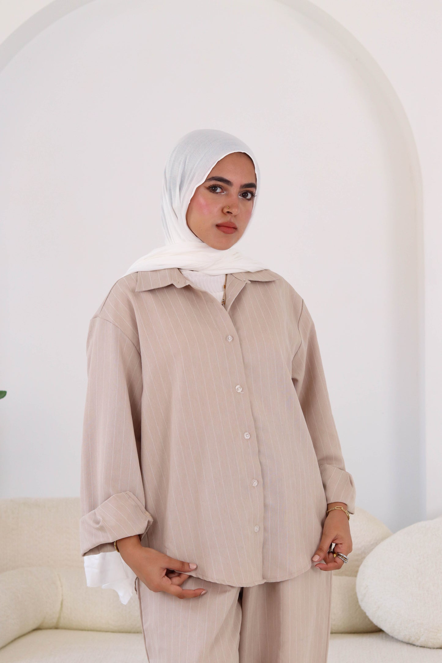 Cafe Thin Stripped Linen Wear