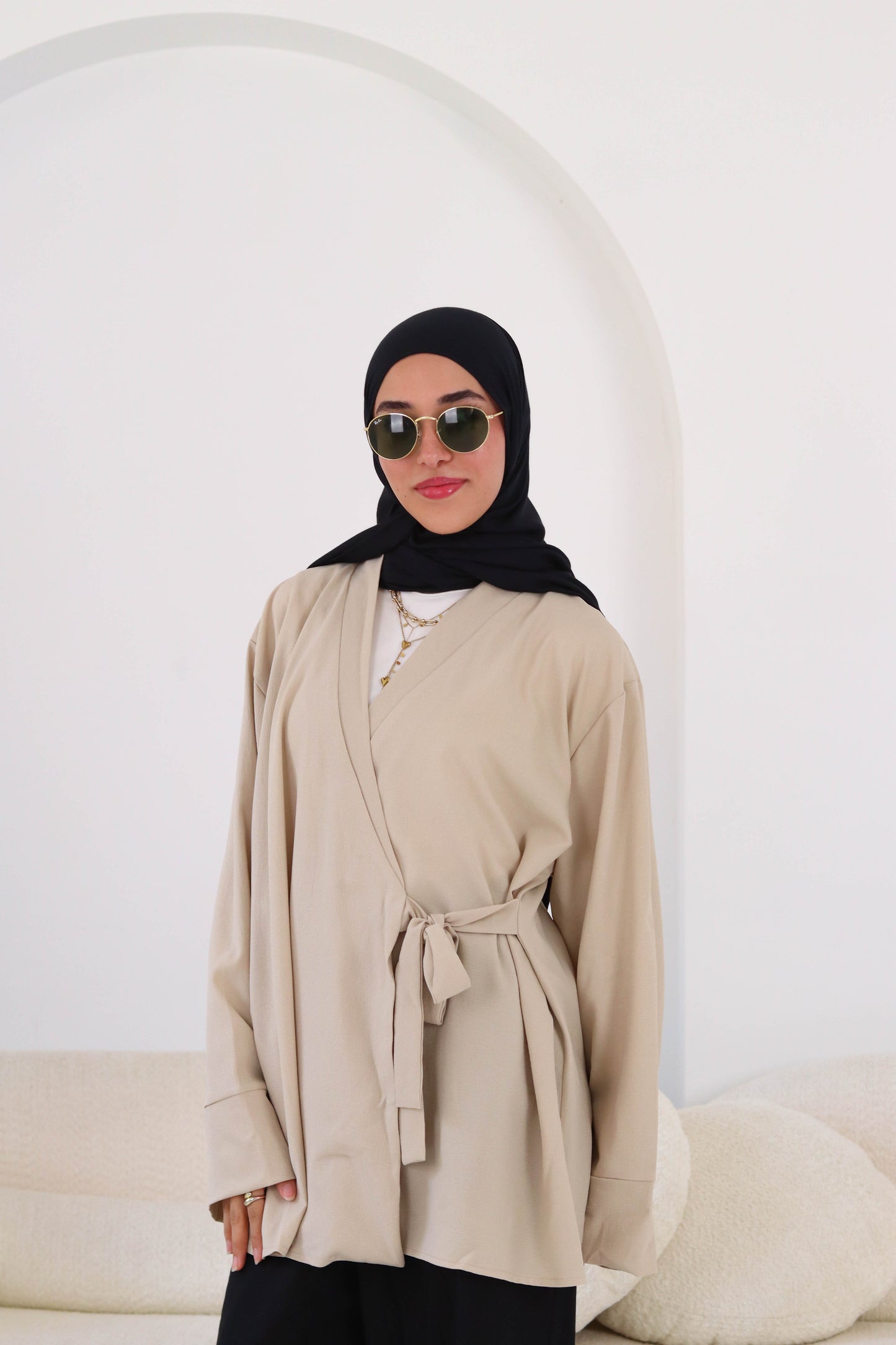 Cafe Ribboned Linen Blouse