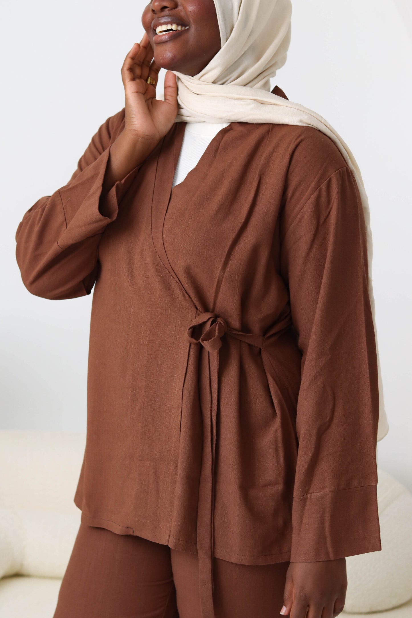 Chocolate Ribboned Linen Set