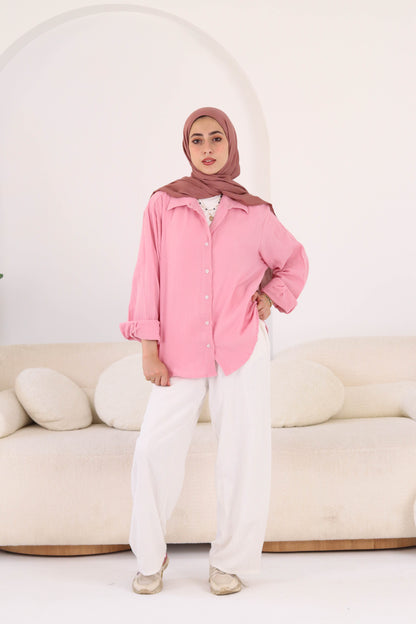 Baby Pink Crinkled Shirt