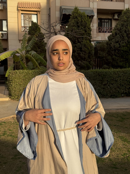 Blue & Beige Double- Face Abaya