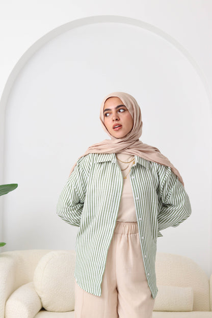 Olive Stripped Linen Shirt