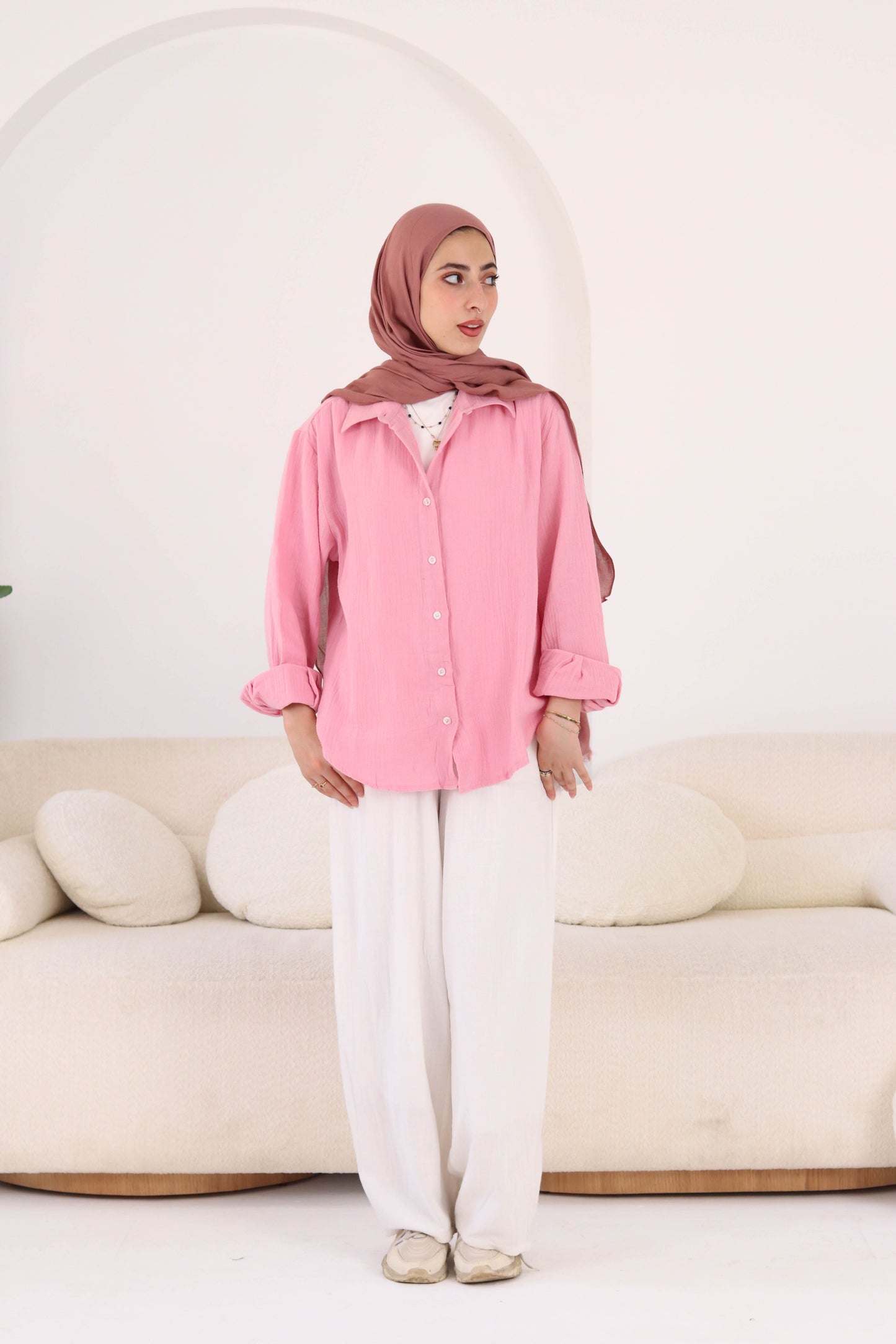 Baby Pink Crinkled Shirt