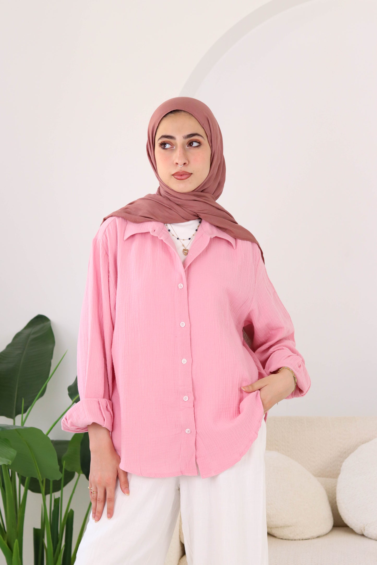 Baby Pink Crinkled Shirt