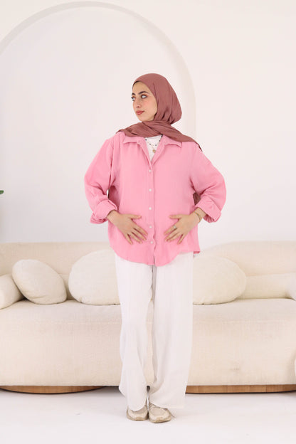 Baby Pink Crinkled Shirt