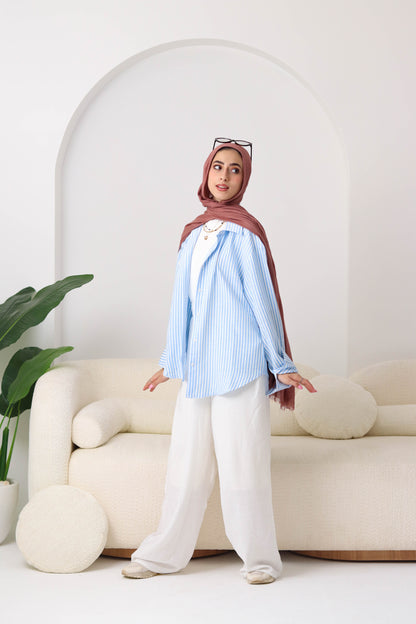 Blue Stripped Linen Shirt