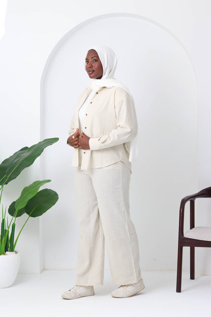 Sand Buttoned Linen Wear