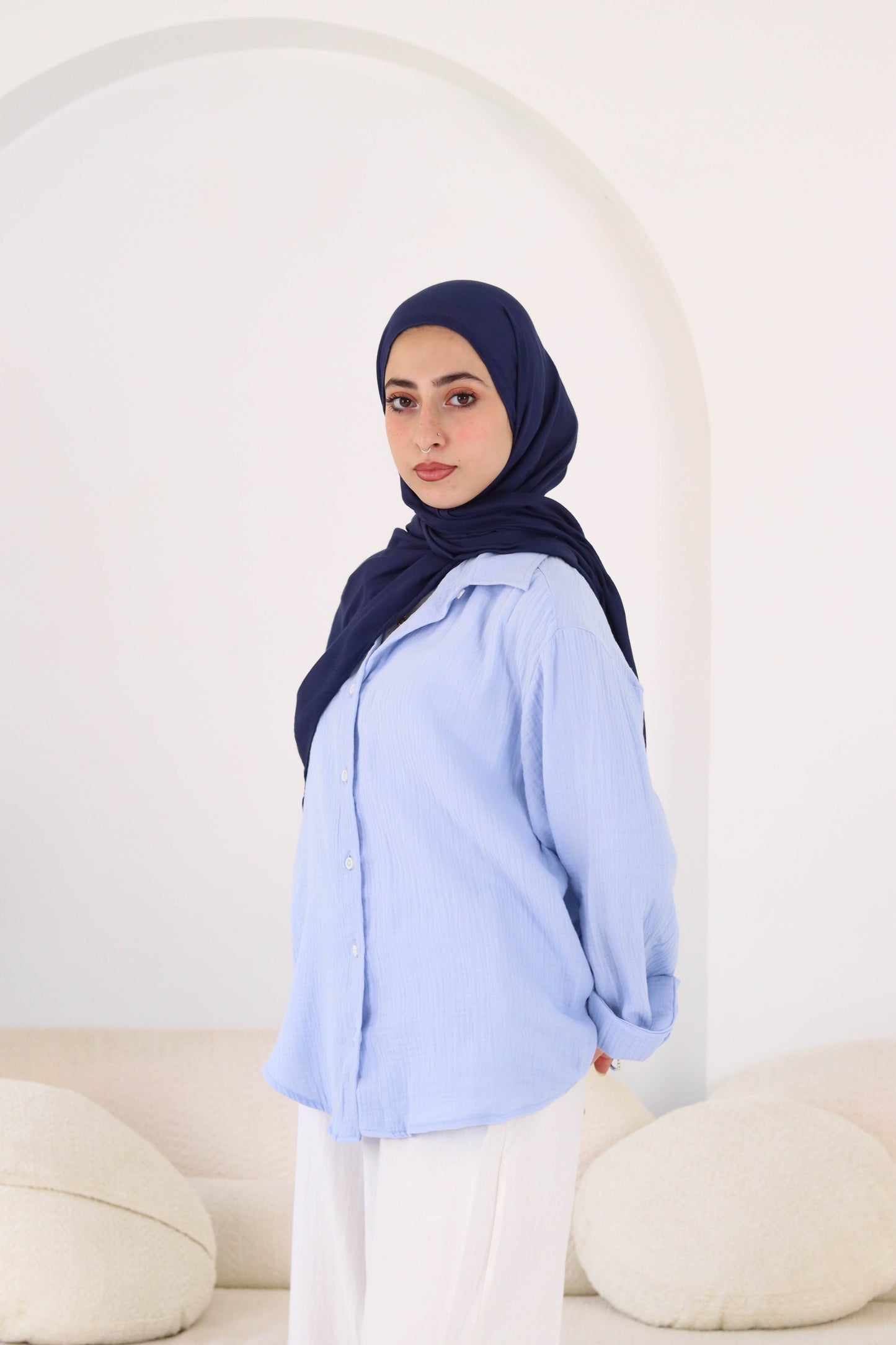 Sky Blue Crinkled Shirt