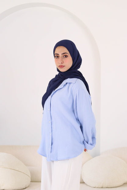 Sky Blue Crinkled Shirt