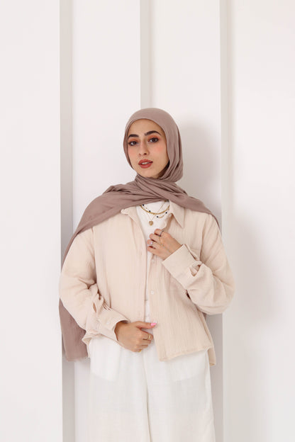 Cafe Cropped Crinkled Shirt