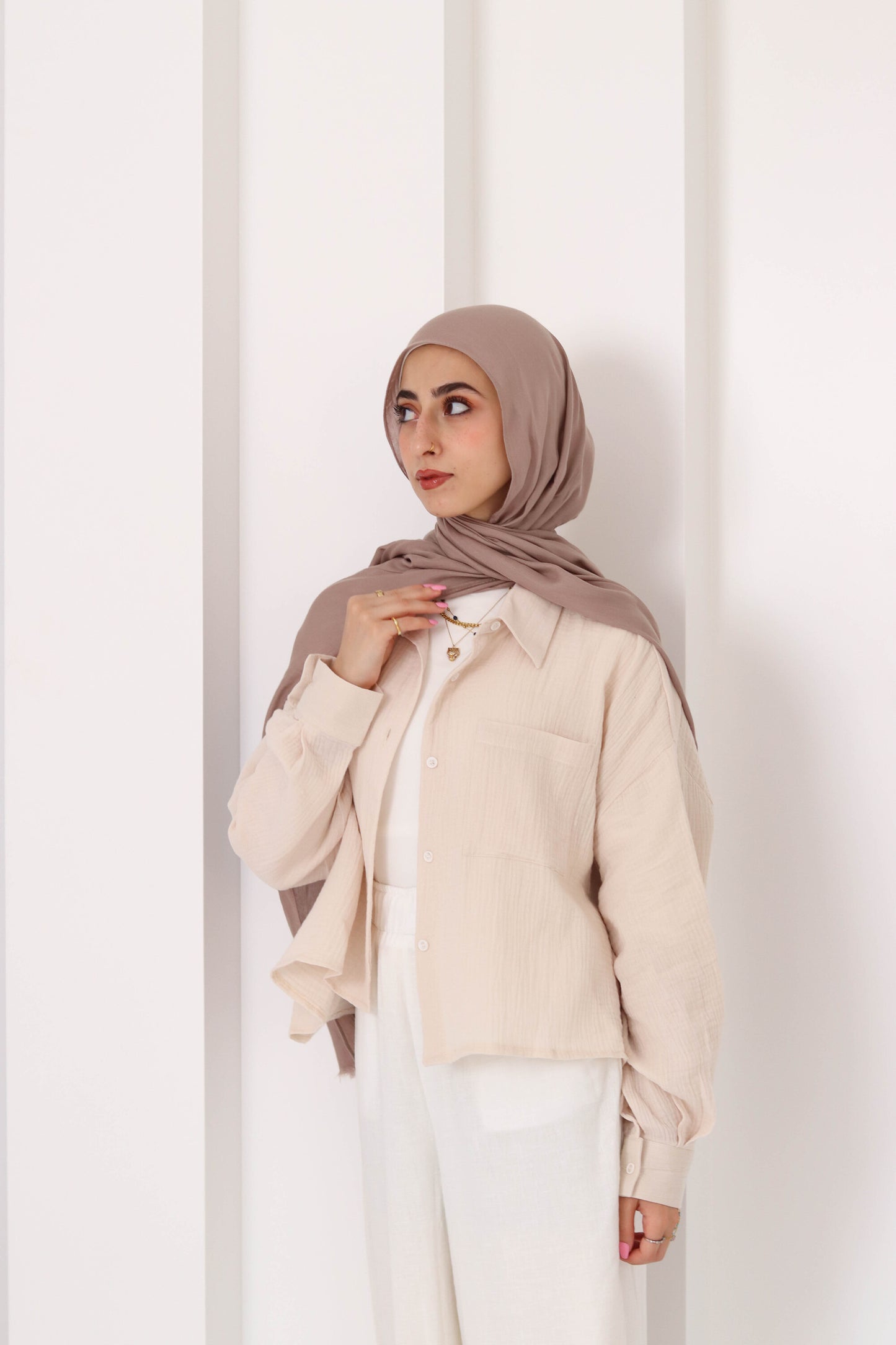 Cafe Cropped Crinkled Shirt