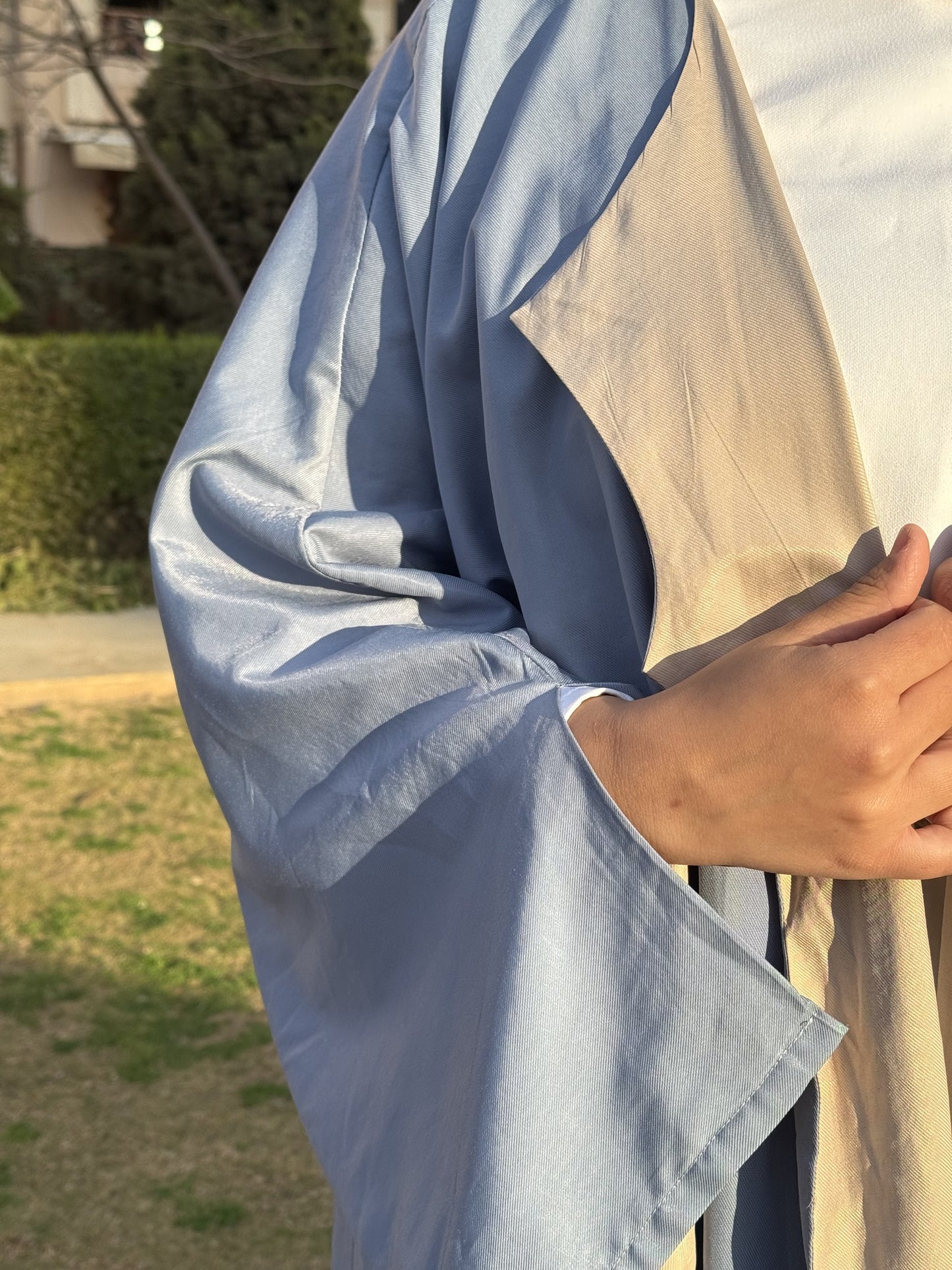 Blue & Beige Double- Face Abaya