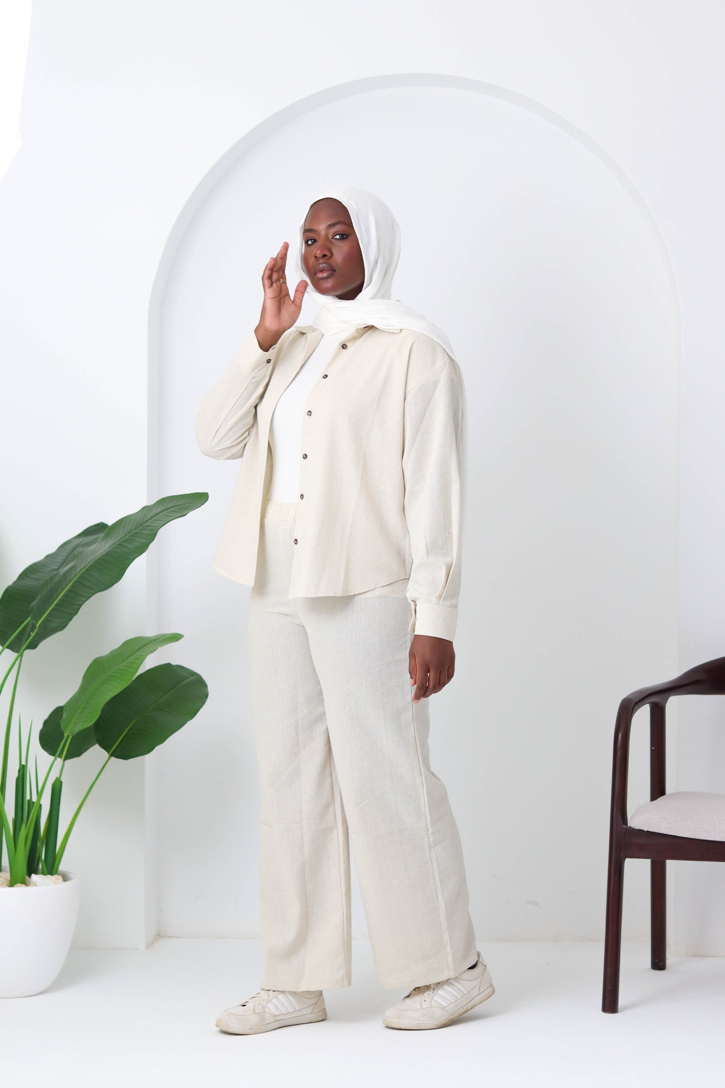 Sand Buttoned Linen Wear