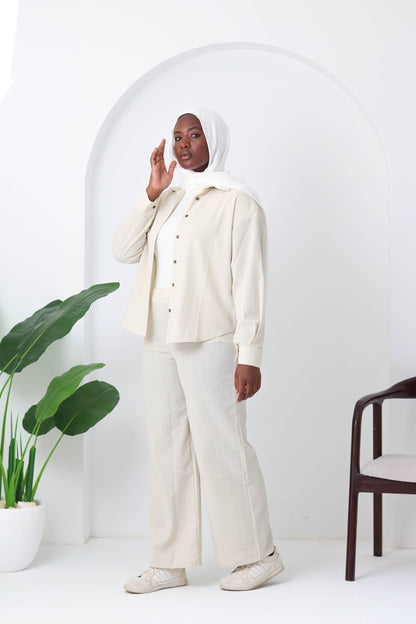 Sand Buttoned Linen Wear