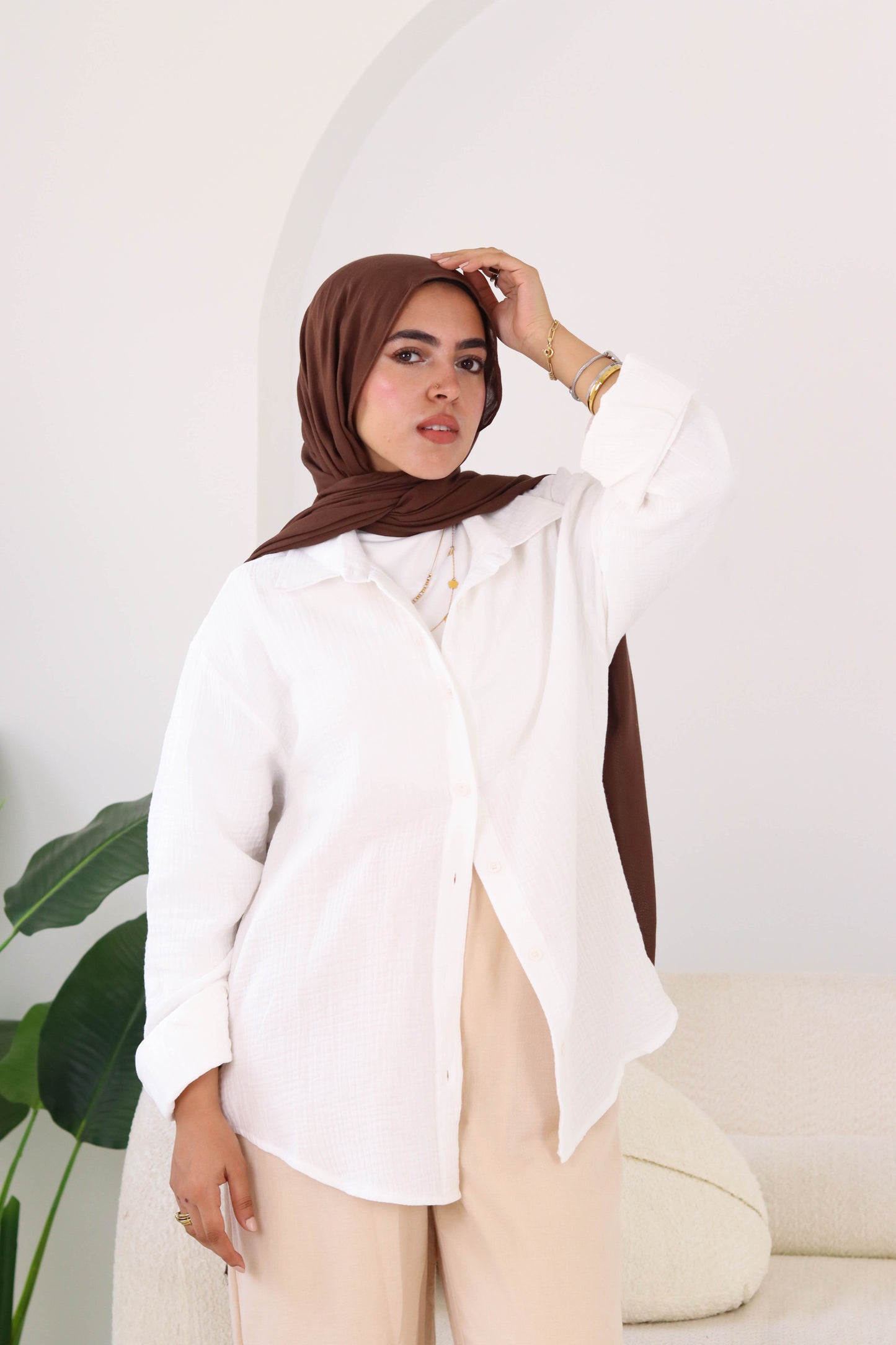 Cream Crinkled Shirt