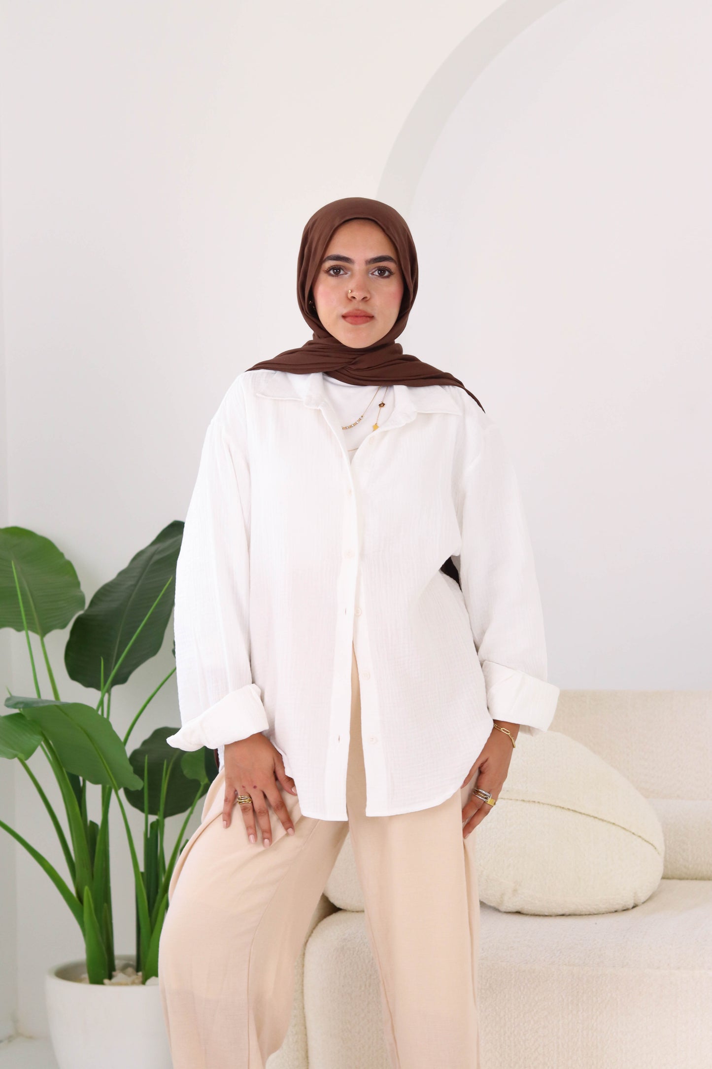 Cream Crinkled Shirt