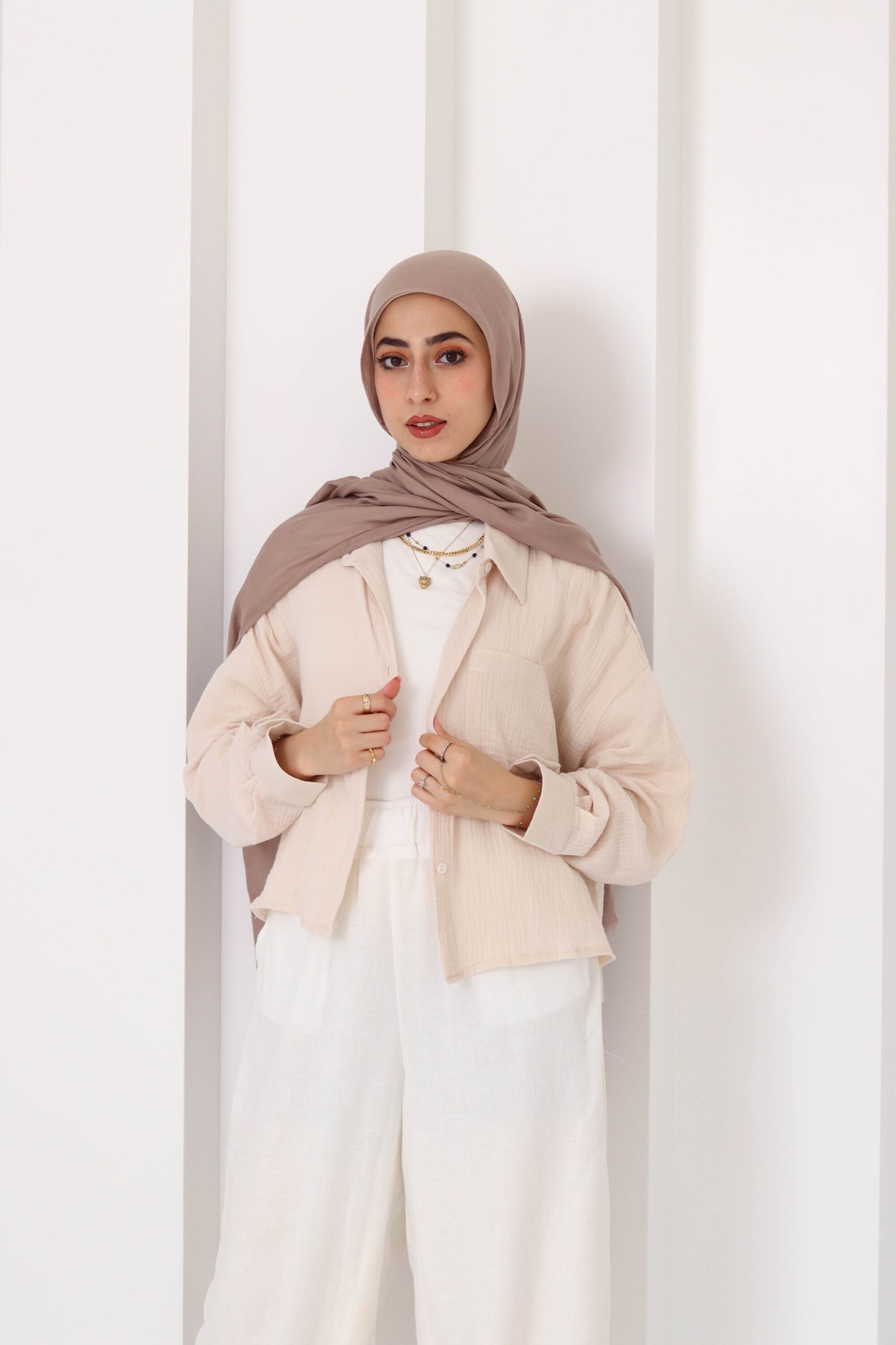 Cafe Cropped Crinkled Shirt