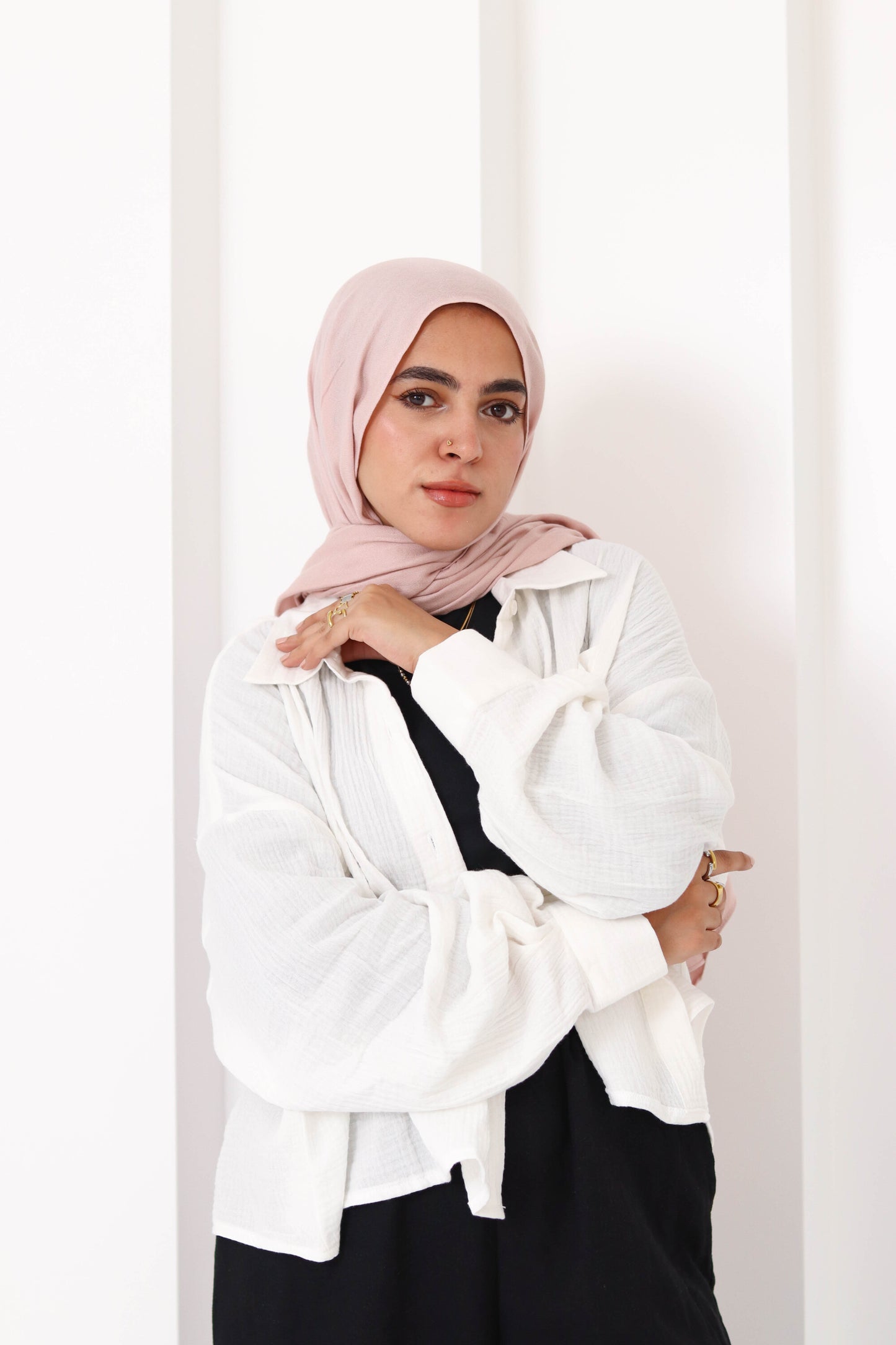 Cream Cropped Crinkled Shirt