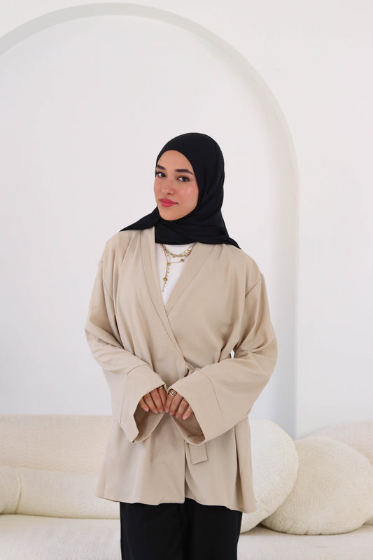 Cafe Ribboned Linen Blouse