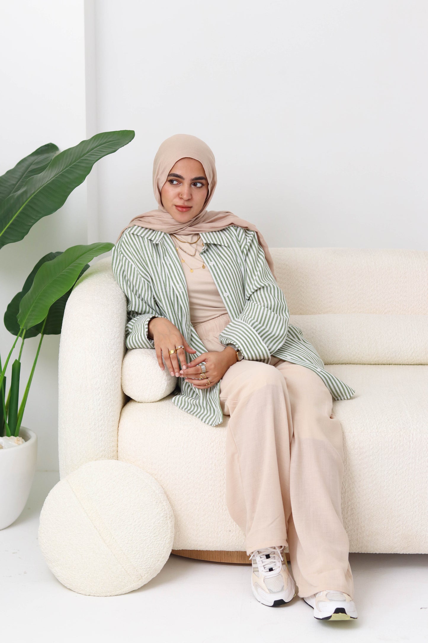 Olive Stripped Linen Shirt