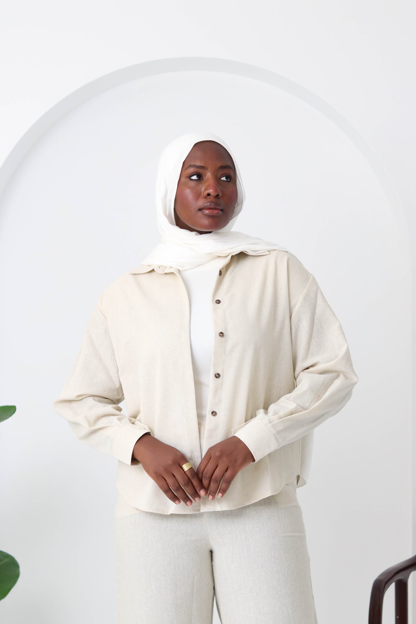 Sand Buttoned Linen Wear