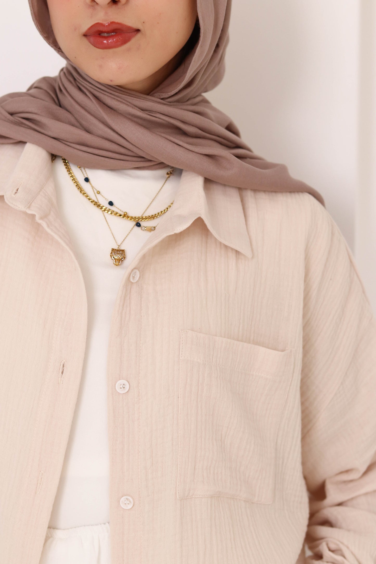 Cafe Cropped Crinkled Shirt