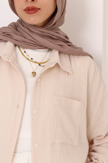 Cafe Cropped Crinkled Shirt