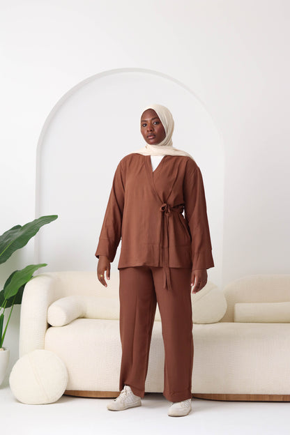 Chocolate Ribboned Linen Set