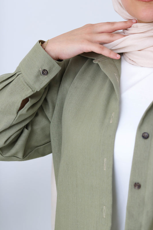 Sage Buttoned Linen Set