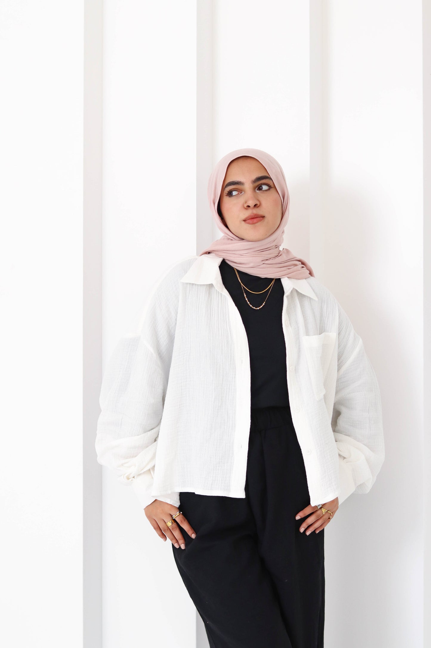 Cream Cropped Crinkled Shirt