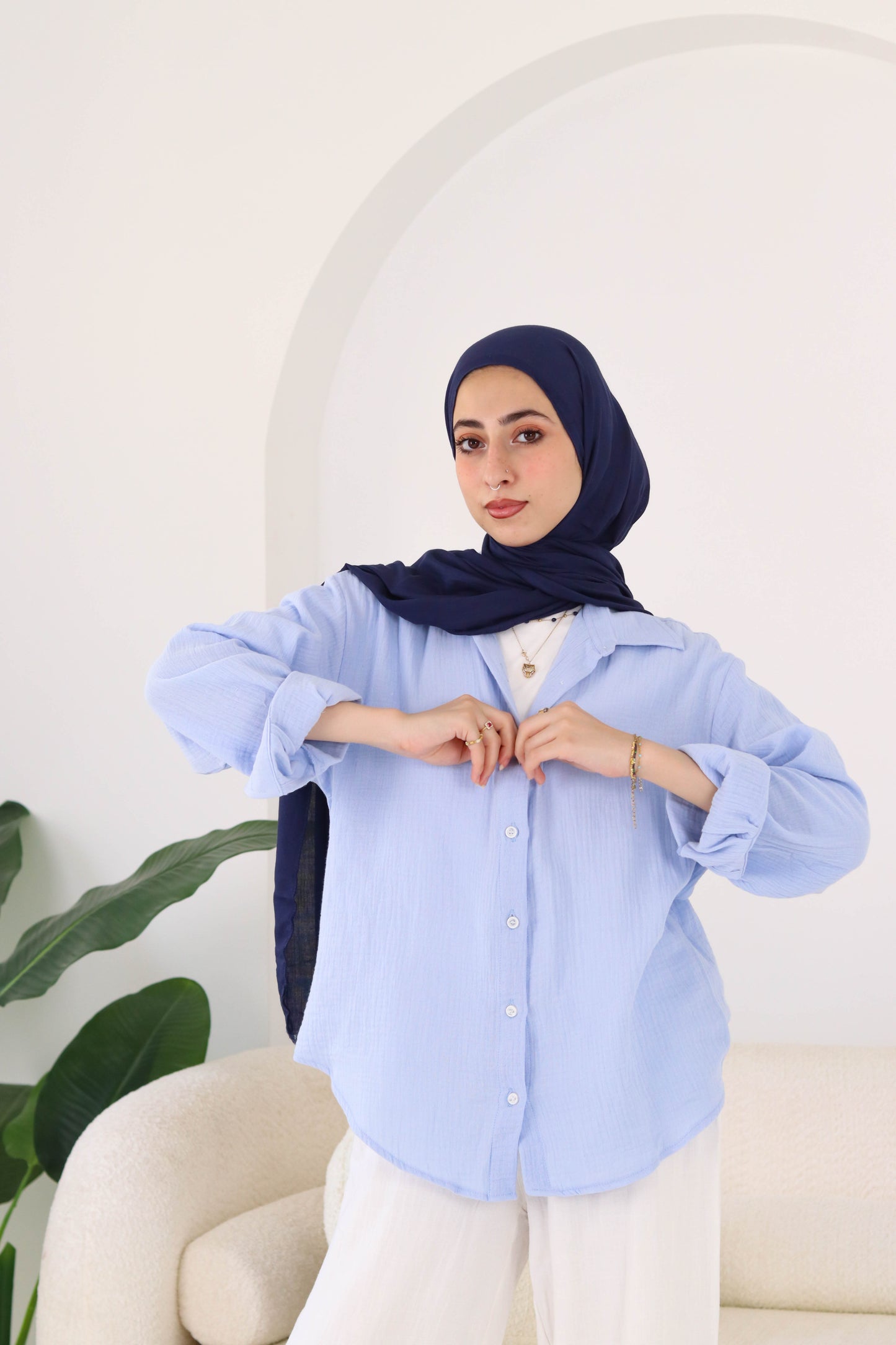 Sky Blue Crinkled Shirt