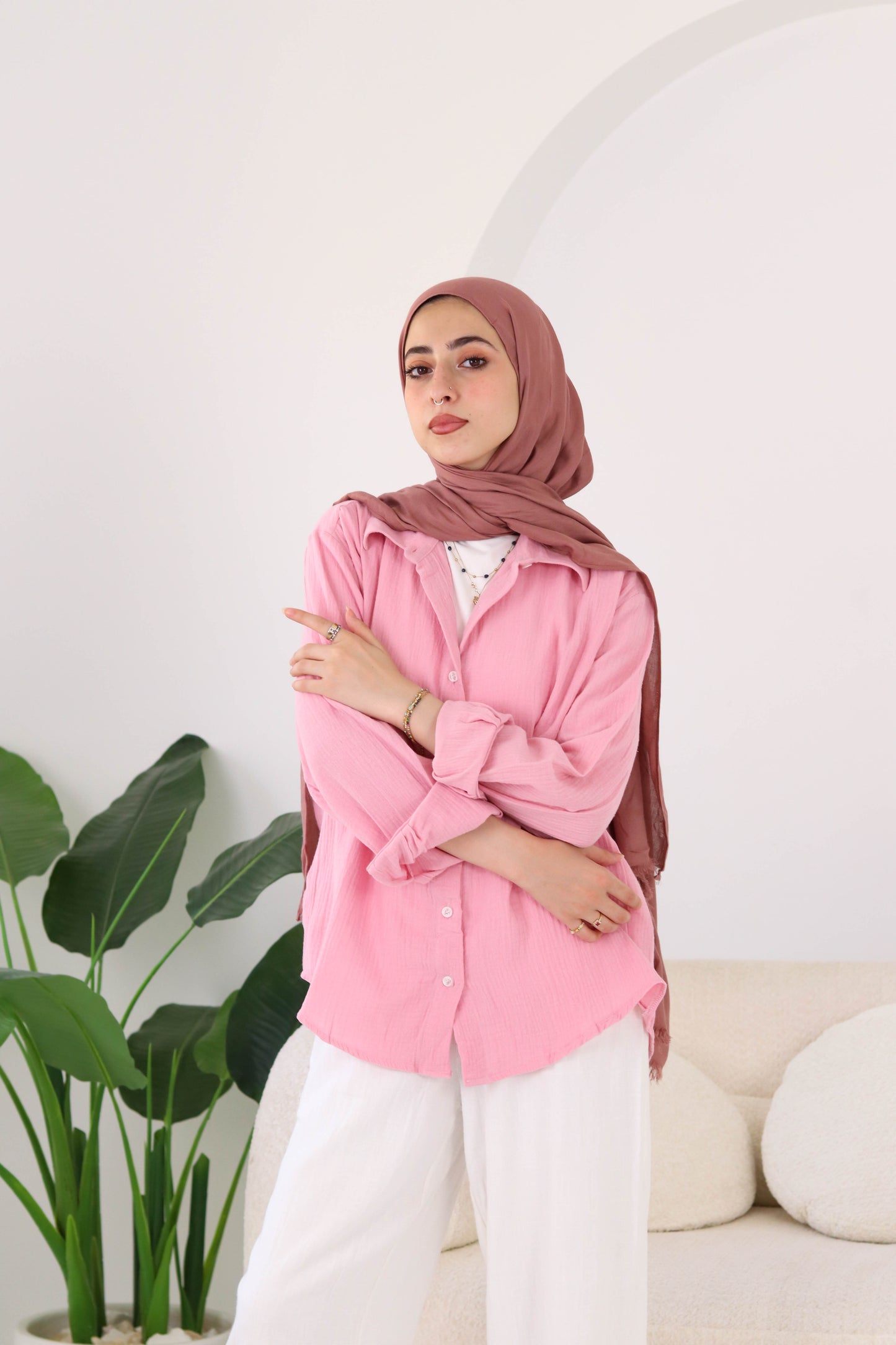 Baby Pink Crinkled Shirt