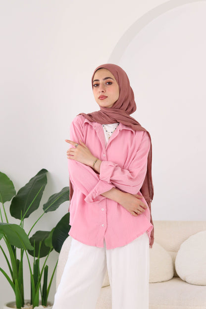 Baby Pink Crinkled Shirt