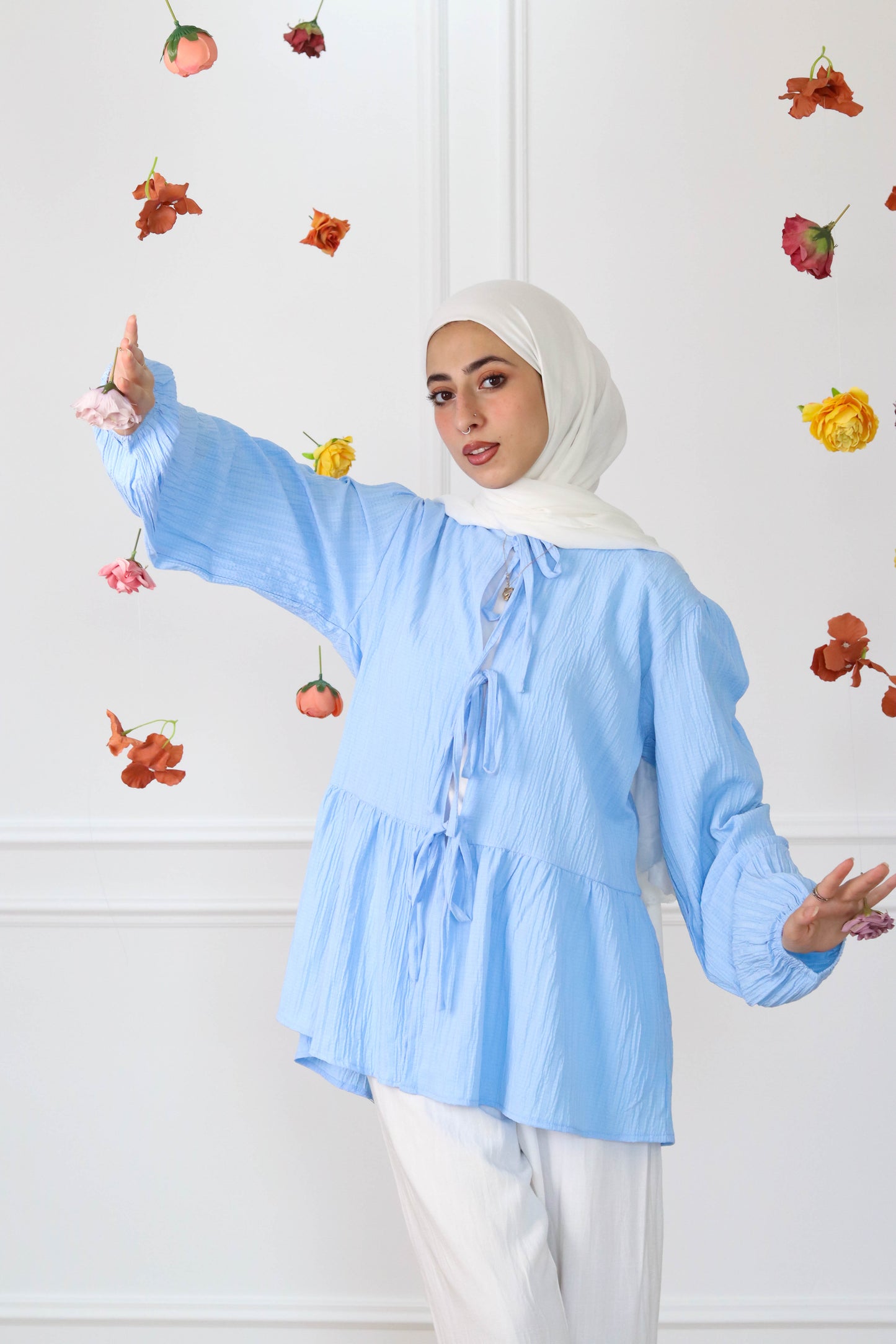Sky Blue Ribbons Blouse