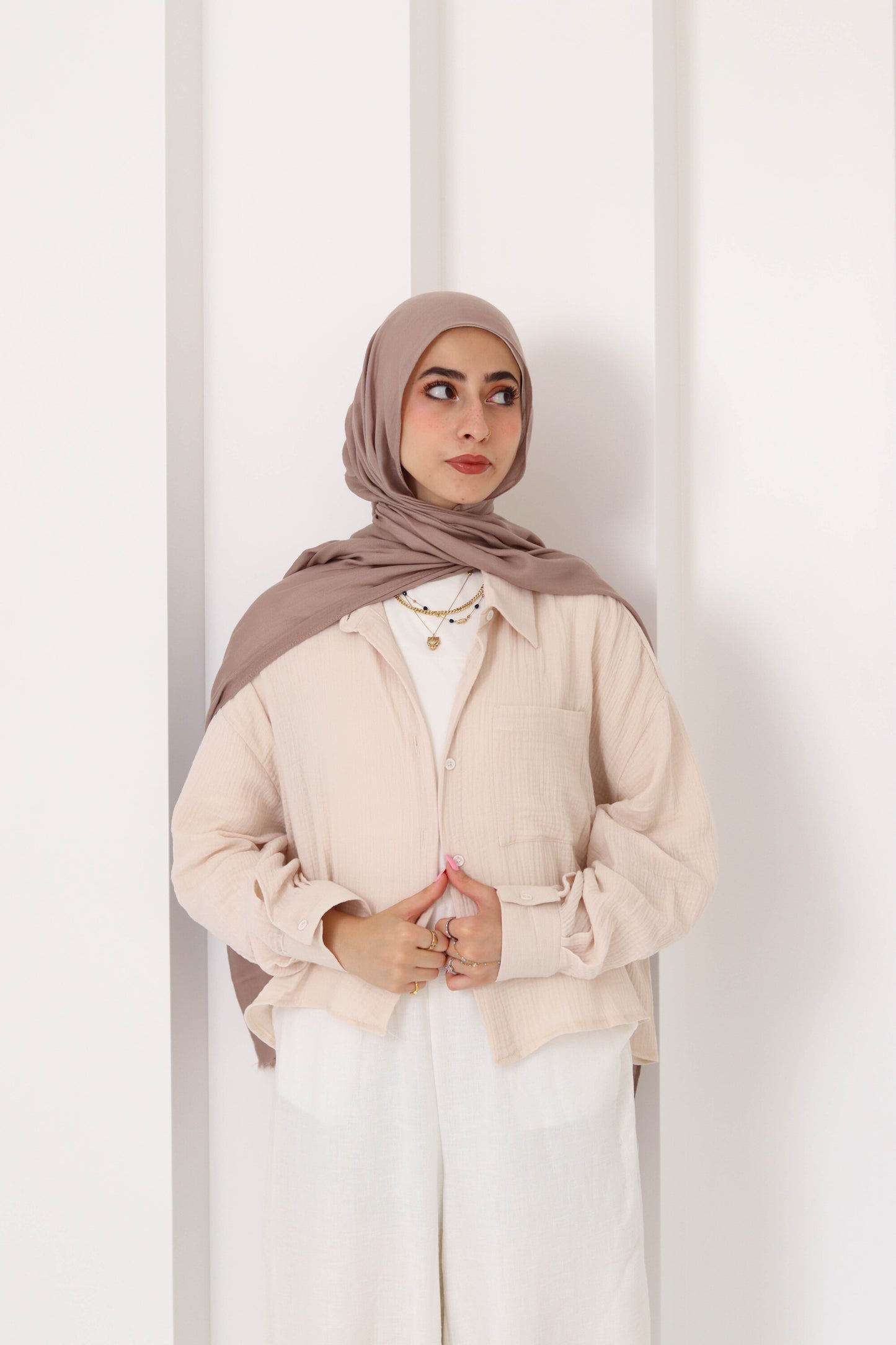 Cafe Cropped Crinkled Shirt