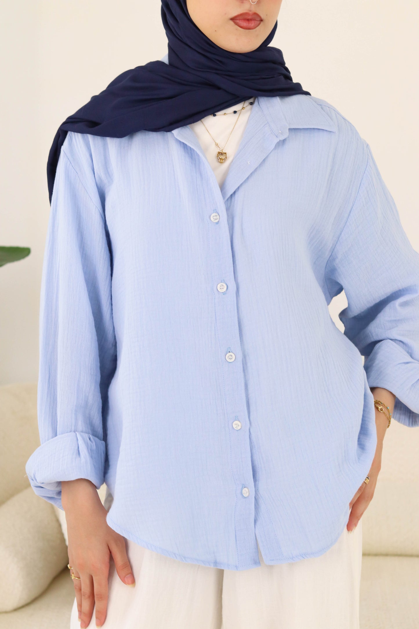 Sky Blue Crinkled Shirt