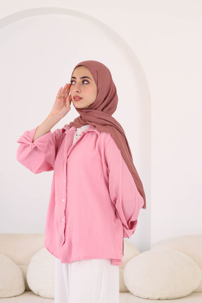 Baby Pink Crinkled Shirt