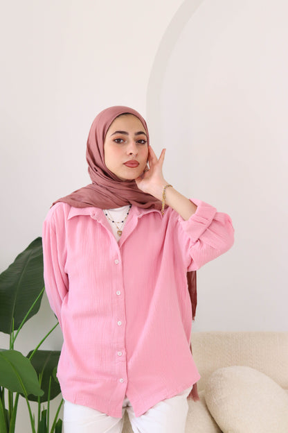 Baby Pink Crinkled Shirt