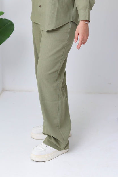 Sage Buttoned Linen Set
