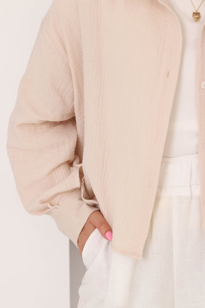 Cafe Cropped Crinkled Shirt