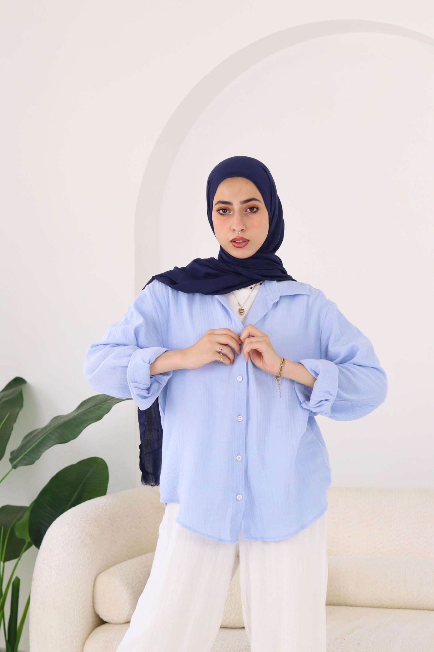 Sky Blue Crinkled Shirt