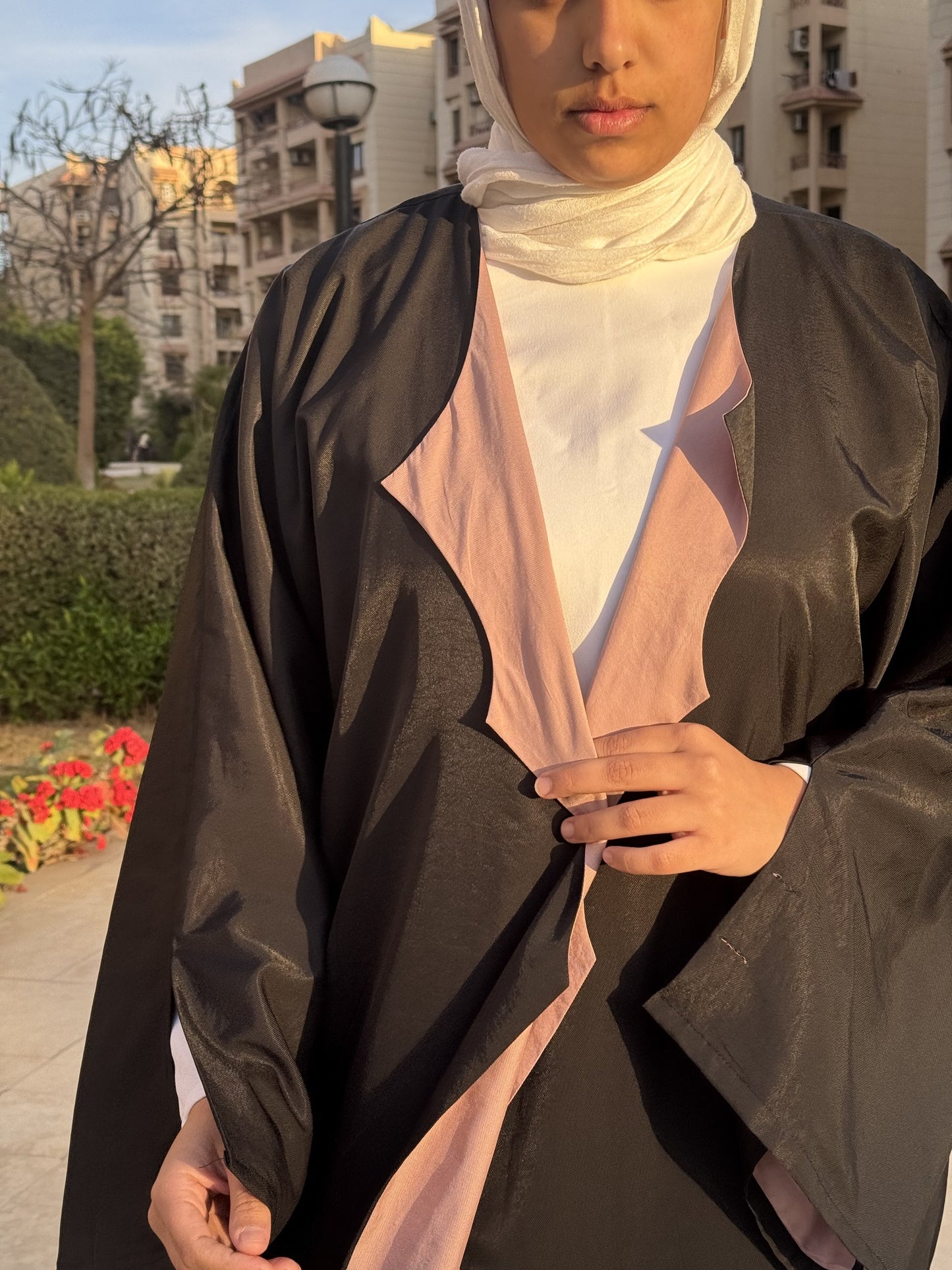 Black & Pink Double- Face Abaya