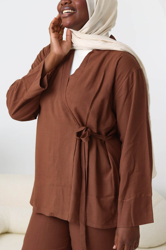 Chocolate Ribboned Linen Set