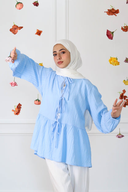 Sky Blue Ribbons Blouse