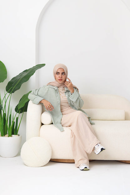 Olive Stripped Linen Shirt