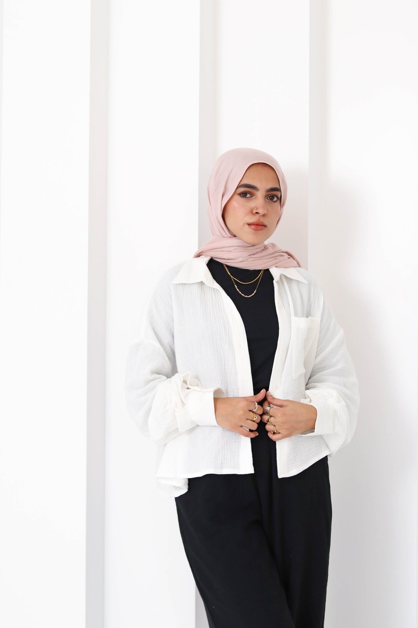 Cream Cropped Crinkled Shirt