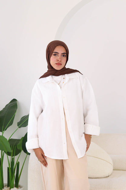 Cream Crinkled Shirt