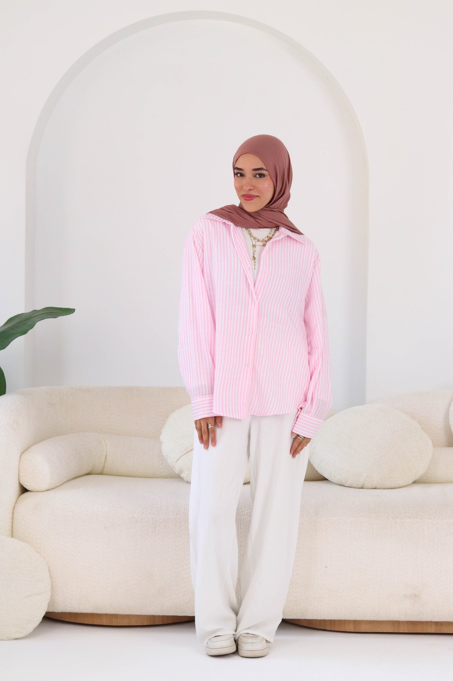 Pink Stripped Linen Shirt