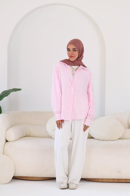 Pink Stripped Linen Shirt
