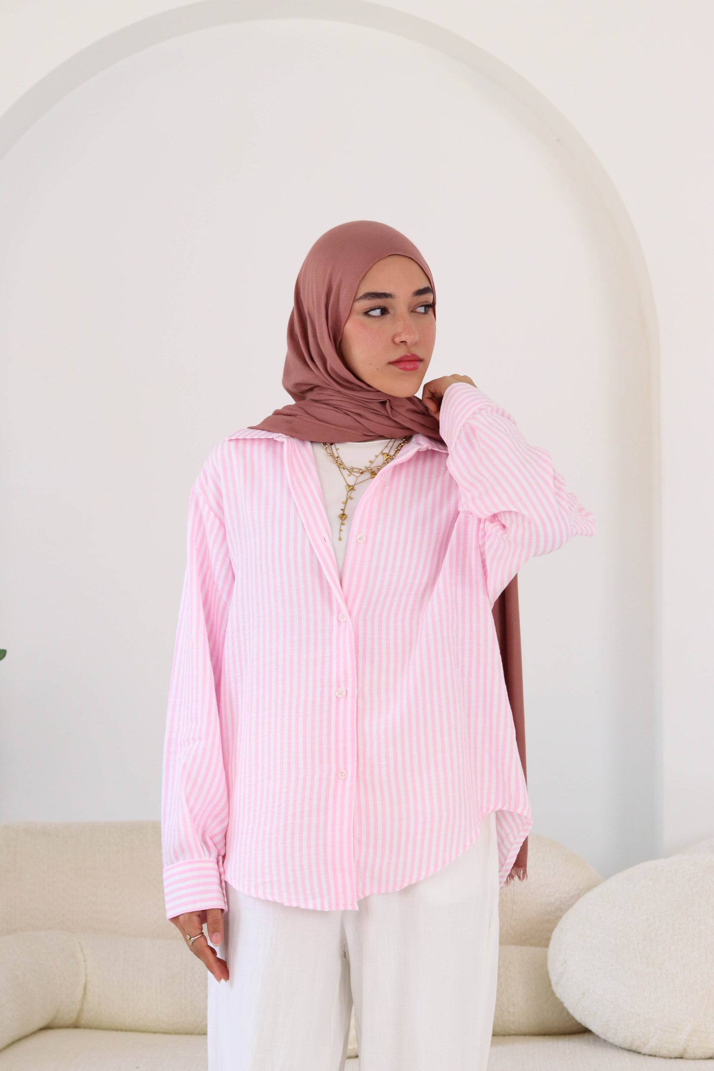 Pink Stripped Linen Shirt